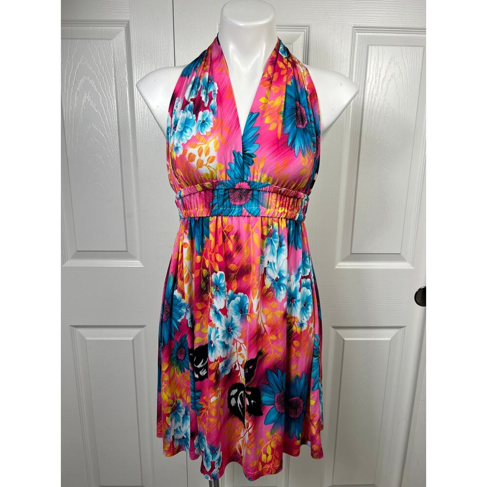 Napoli Women's Dress Halter Floral Print Beach Summer Small